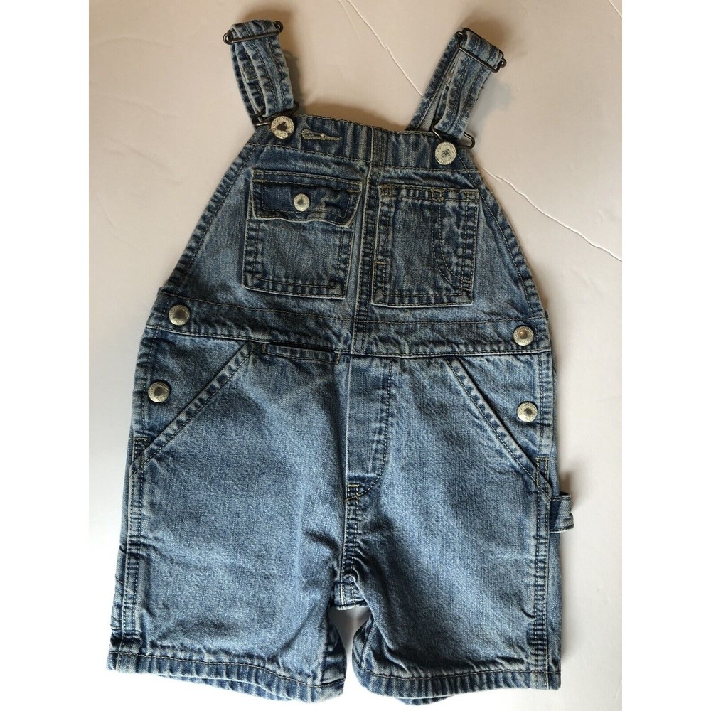 Levi's Toddler Bib Overall Shorts Blue Jean Denim SHORTALLS Size 18M
